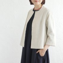 【送料無料】桐七炊きコットンリネン はおりジャケット（生成り）CO12