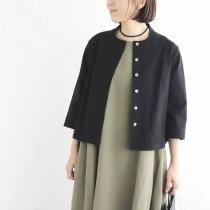 【送料無料】桐七炊きコットンリネン はおりジャケット（ブラック）CO12