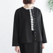 【送料無料】 東炊きコットンツイル ノーカラージャケット（ブラック）CO13
