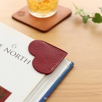 牛革 シュリンクレザー ハートのブックマーク 栞 しおり