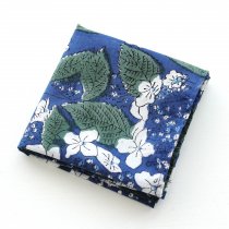 木版染め ブロックプリント 大判ハンカチ（額紫陽花/ネイビー）