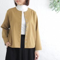 【送料無料】 東炊きコットンツイル ノーカラージャケット（キャメル）CO13