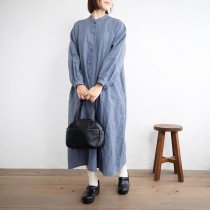 【送料無料】上質リネン 桐七炊き2wayシャツワンピース （ブルーグレー）OP48