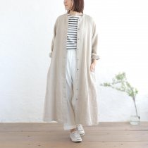 【送料無料】上質リネン 桐七炊き2wayシャツワンピース （生成り）OP48