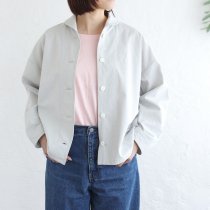【送料無料】 東炊きコットンツイル ショールカラージャケット（アイスグレー）CO14