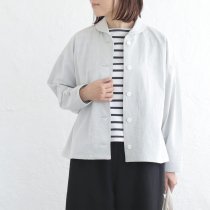 【送料無料】 東炊きコットンツイル ショールカラージャケット（アイスグレー）CO14