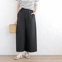 送料無料】 東炊きコットンリネン ワイドパンツ（ブラック）PT11
