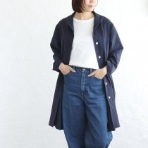 【送料無料】桐七炊きコットンリネン ショールカラー ジャケットコート （ネイビー）CO08