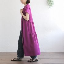 【送料無料】東炊きコットン後ろティアードはおりワンピース（プラム）OP50