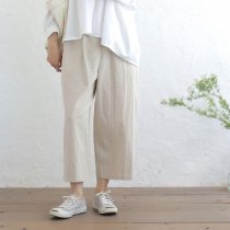 【送料無料】桐七炊きコットンリネン 八分丈クロップドパンツ （生成り）PT16