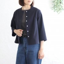【送料無料】桐七炊きコットンリネン はおりジャケット（ネイビー）CO12