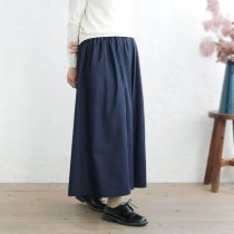 デニム ワイドパンツ 総ゴムスカーチョ オールシーズン（ダークインディゴ）PT26