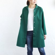 【送料無料】コットンツイルショールカラー ジャケットコート 着丈89cm （グリーンB）CO08