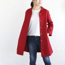 【送料無料】コットンツイルショールカラー ジャケットコート 着丈89cm （レッド）CO08