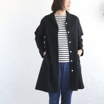【送料無料】桐七炊きコットンリネン ショールカラー ジャケットコート （ブラック）CO08
