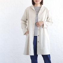 【送料無料】桐七炊きコットンリネン ショールカラー ジャケットコート （生成り）CO08